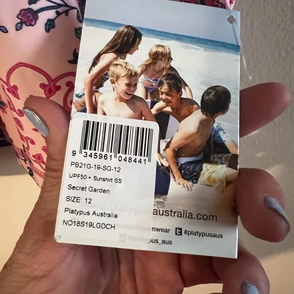 Platypus Kids Secret Garden UPF50+ Short Sleeve Rash Top Size 12 NWT - Picture 3 of 6